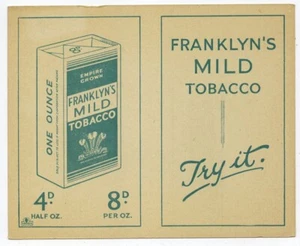 (Gc6507) Vintage Franklyn's Mild Tobacco, Whist Scoring Card - Picture 1 of 4