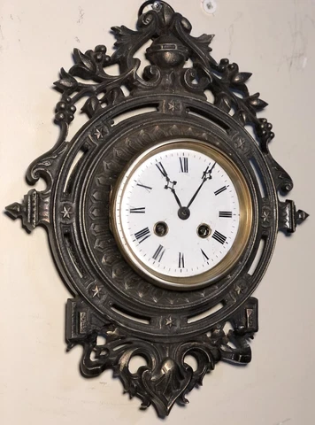 Small Gothic French Time and Strike Cast Metal  Cartel Wall Clock Cover