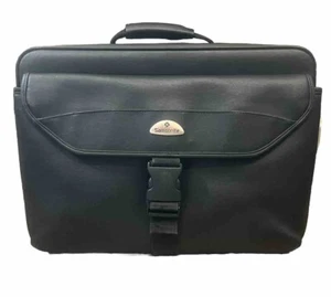 Vtg Samsonite Black Leather Briefcase Carry On Travel Bag 17” Laptop Carry Case - Picture 1 of 5