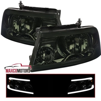 Smoke LED Strip Headlights Fits 2004-2008 Ford F150 2006-2008 Lincoln Mark LT Foto 1 de 4