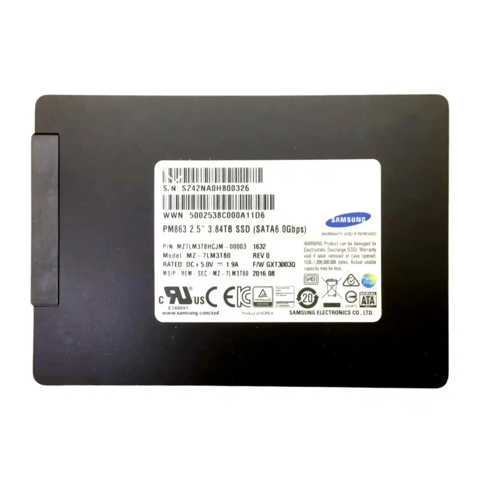 Samsung (MZ-7LM3T80) PM863 3.84TB (SFF 2.5in) SATA-3 6G SSD - Image 1 of 1