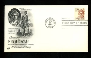 US FDC #1859 Artcraft 1980 Tahlequah OK Sequoyah Native American Indian - Picture 1 of 2