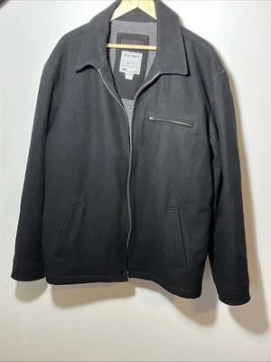 Old Navy Jacket Mens Size XXL Wool Blend  Black Men’s Zip-Up Cotton Lining - Image 1 of 4