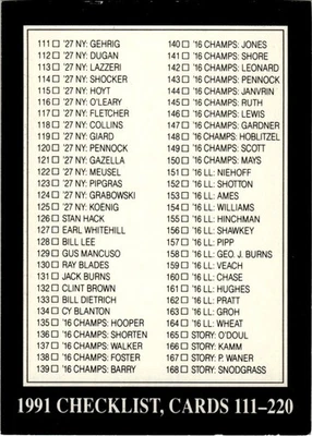 1991 Conlon Collection TSN Checklist 111-2 #329 - Image 1 of 2