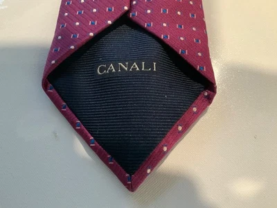 Corbata Jacquard Canali PARA HOMBRES Vino Geométrico con Lunares de Color Seda Hecha en Italia 3.5”x60” Foto 1 de 4