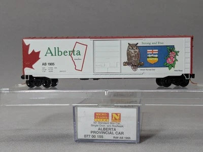 N Scale Micro Trains # 07700155  ALBERTA  PROVINCIAL CAR   50' Box Car   AB 1905 - Image 1 of 4