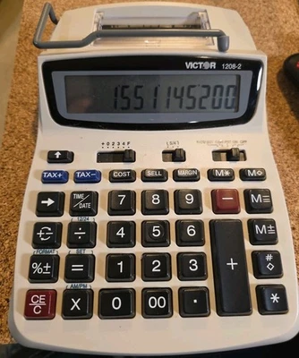Printing Calculator Victor 1208-2 Tax Memory Function  Tested & Works No Cord - Image 1 of 3
