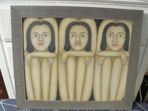 PINTURA DE SEDA TRILLIZOS INDONESIOS 2001 ENMARCADA FIRMADA POR D. TUT MIR SUDIANA - Imagen 1 de 8
