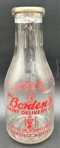 1940s BORDEN'S DAIRY DELIVERY DEPOSIT BOTTLE CAL.STORE 1/2 PINT MILK BOTTLE - Picture 1 of 6