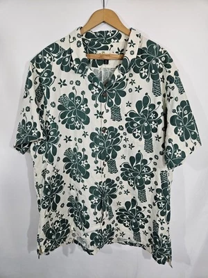 Camisa de Campamento Hawaiana Pataloha Verde Floral Algodón Orgánico Talla XXL Foto 1 de 4