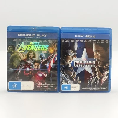 2 Marvel Movies Avengers & Civil War Captain America Blu-ray Marvel Region B - Image 1 of 4
