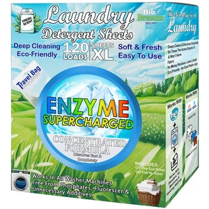 Laundry Detergent Sheets (120 Loads) Eco-Friendly, Hypoallergenic, & Enzyme-Base - Picture 1 of 25