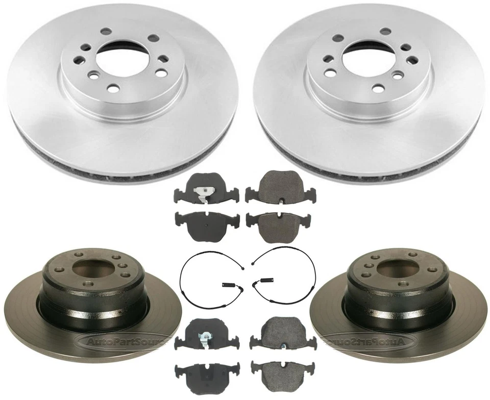 Se adapta a BMW X5 2000 2001 4,4 L rotores delanteros y traseros pastillas de freno de cerámica y sensores de desgaste Foto 1 de 4