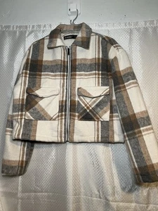 NWT Cisono Women’s Plaid Jacket Small Julisa Plaid Zip Front Two Pockets Cozy - Picture 1 of 10