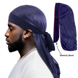 Unisex Satin Beanie Skull Cap Stretch Pirate Hat Durag Wrap Bandana Men Headwear - Foto 1 di 25