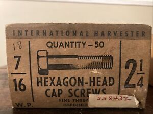 NOS International Harvester 7/16 2 1/4” Hexagon Head Cap Screws Marked IH (16)