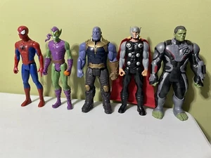 Lot of 5 Marvel Figures Titan Hero 12-inch Spiderman Thor Thanos Hulk Goblin - Picture 1 of 4