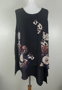 Seven7 Melissa Mccarthy Tiered Tank Top Black Floral Work Career Casual Shirt 2X - Picture 1 of 3