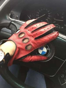 Damenhandschuhe rot echt Napa Leder Autofahren Handarbeit - Bild 1 von 3
