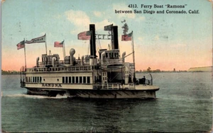 A202 Postcard Boat Ship Ferry Boat Ramona From San Diego And Coronado California - Picture 1 of 2