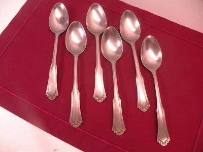 6 Stanley Roberts Alberta Place Oval Soup Spoons Satin Stainless Steel 7 1/2" - Image 1 of 4