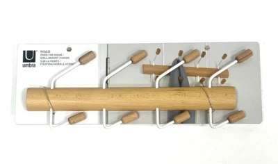 Umbra Pogo Over The Door / Suporte de Parede 4 Ganchos com Ferragens Branco e Natural - Imagem 1 de 4
