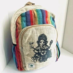 New Himalayan Hemp THC Free Made in Nepal Ganesh Elephant Rainbow Backpack  - Bild 1 von 7