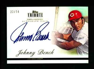 2012 Topps Tribute Johnny Bench Cincinnati Reds #TA-JB HOF AUTO #22/74 - Picture 1 of 2