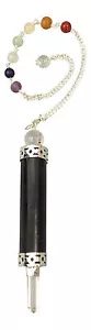 Black Tourmaline Pendulum With Chakra Chain - Healing Reiki - Picture 1 of 1