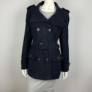 RJR Rocha John Rocha Size 18 Jacket Pockets Belt Button Lined Collar Black Women - Picture 1 of 13