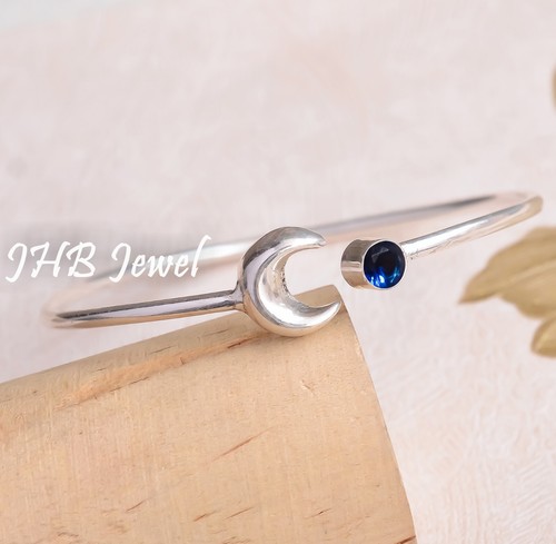 VALENTINO Braccialetto luna argento sterling 925 pietra preziosa tanzanite sfaccettata gioielli eleganti