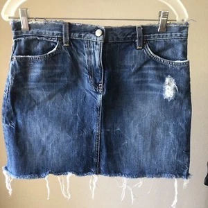 J CREW Size 4 Distressed 5 Pocket Jeans Denim Mini Skirt  - Picture 1 of 10