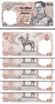 Thailand 10 Baht 1995, UNC-, 5 Pcs LOT, Commemorative, P-98, Sign 62 - Image 1 of 4