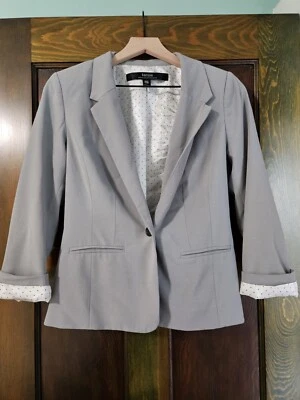 Kensie Womens Light Gray Polka Dot Lining Jacket Blazer Size Medium - Image 1 of 3