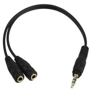 Cable Audio Son Stereo Prise Mini Jack 3,5mm Male vers Double Prise Femelle Noir - Photo 1/10