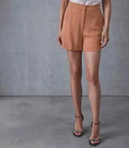 Reiss Women’s Nuria Tailored Shorts Size UK 10 High Rise Rust Coloured - Picture 1 of 16