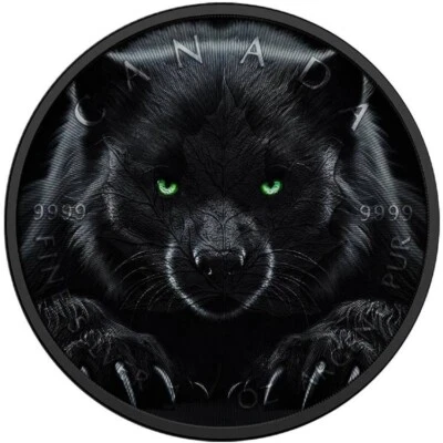 Black Wolverine 2024 1 oz Silver Maple Leaf Black Platinum Coin - Bild 1 von 4