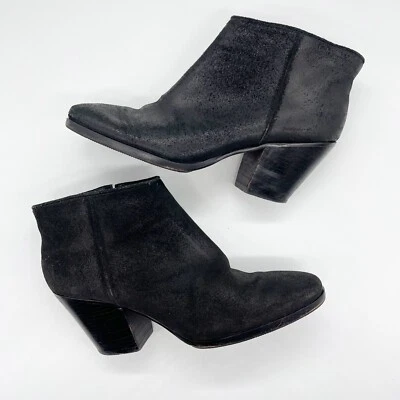 Botín Rachel Comey Mars Talla 8.5 Negro Gamuza Cuero Tirar en Tacón Bloque Foto 1 de 4