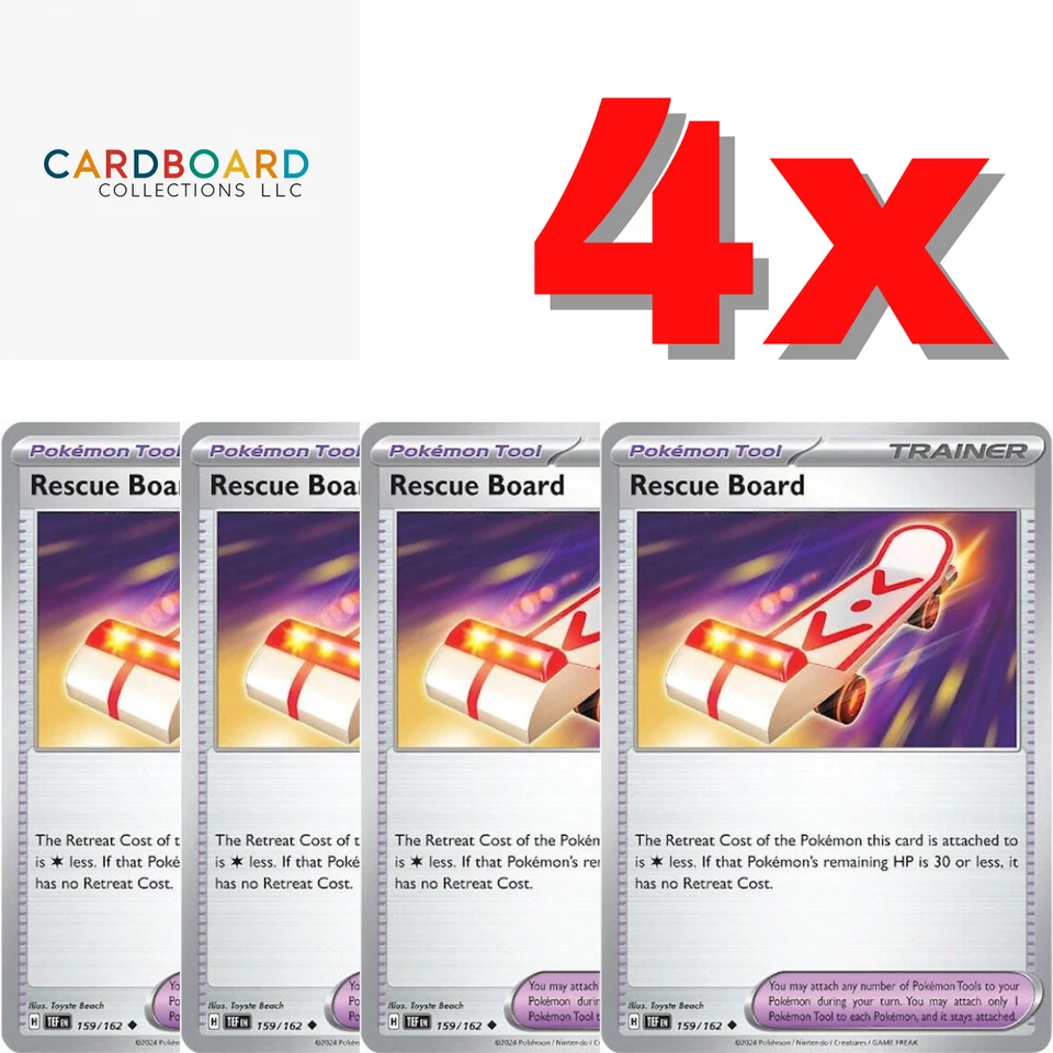 4 x Rescue Board 159/162- SV05: Temporal Forces (TEF)- Playset - Pokemon TCG - Image 1 of 1