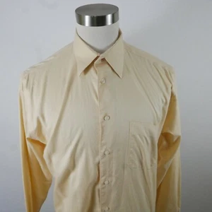 Pronto Uomo Mens 80s 2 Ply Perfect Twill LS Button Up Pale Yellow Dress Shirt 16 - Picture 1 of 8
