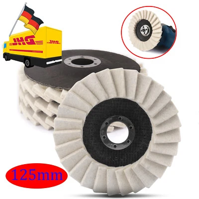 125 mm Woll-Polierscheibe aus Filz, Feine Wolle für Winkelschleifer Edelstahl 4x - Bild 1 von 4