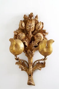 Wandlampe Holz Italienisch Handgeschnitzt Vergoldet Wandrelief Holz - Bild 1 von 5