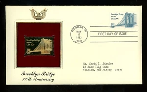 US FDC #2041 PCS / Gold Foil 1983 Brooklyn NY Brooklyn Bridge HC - Picture 1 of 3