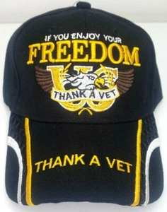 If You Enjoy Your Freedom Thank A Vet Hat Embroidered US American Veteran Cap - Picture 1 of 6