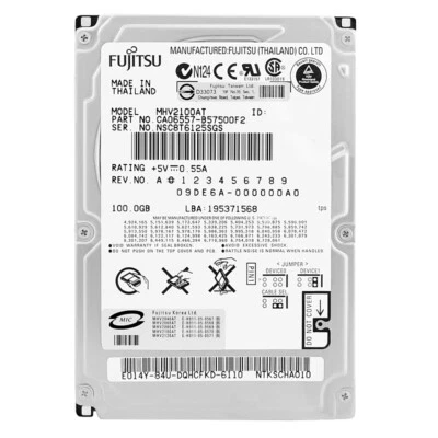 Hard Drive Fujitsu 100GB MHV2100AT 8MB Cache 4200RPM ATA 2.5" Inch - Image 1 of 4