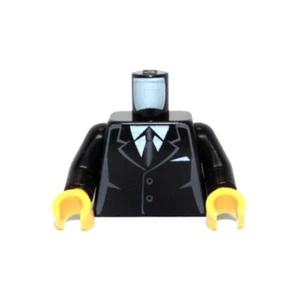 LEGO - Minifig, Torso Suit w/ 2 Buttons, Gray Sides & Tie Pattern - Black - Picture 1 of 1
