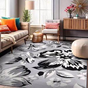 Rugshop Area Rug Modern Floral Design Room Carpet Polypropylene Rug Gray Rug 3x5 - Picture 1 of 10