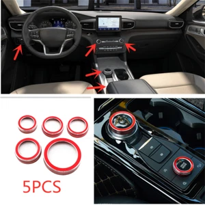 5X Red Dashboard Console Knob Button Ring Cover Trim For Ford Explorer 2020-2022 - Imagen 1 de 8