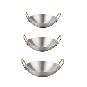 Stainless Steel Wok Frying Pan Cookware Round Bottom Multifunctional Skillet - Picture 1 of 15