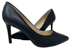 Nine West Women's Etta Leather Slip On Comfort High Heels Black Size:9.5 78iL